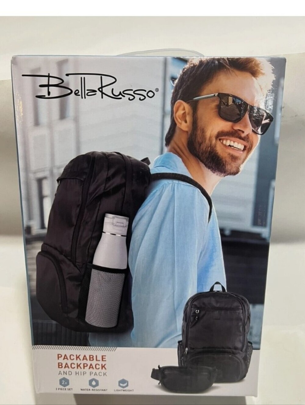 Bella Russo Packable Backpack Hip Pack Water-Resistant Black Foldable New In Box